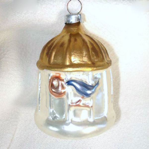 Inge 1983 Bird in Birdcage Glass Christmas Ornament Mint in Box #2