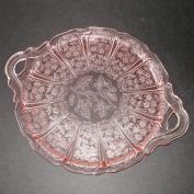 Jeannette Cherry Blossom Pink Glass Handled Tray