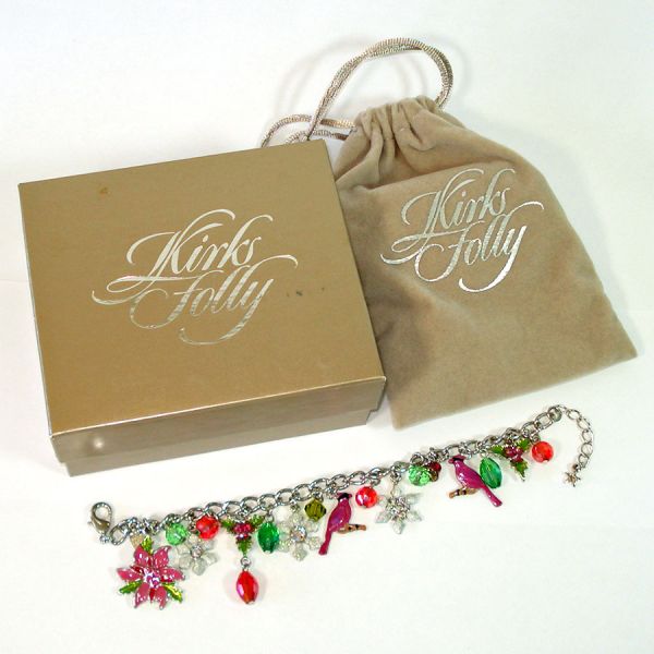 Kirks Folly Cardinals Christmas Charm Bracelet With Box #3