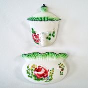 Floral Ceramic Lavabo Fountain 2 Piece Wall Pocket