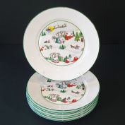 Lenox Christmas Sleighride 7 Bone China Bread Plates