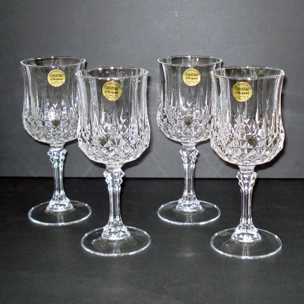 4 Longchamp French Lead Crystal Water Goblets Mint With Labels