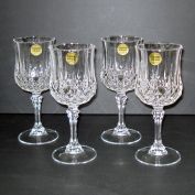 4 Longchamp French Lead Crystal Water Goblets Mint With Labels