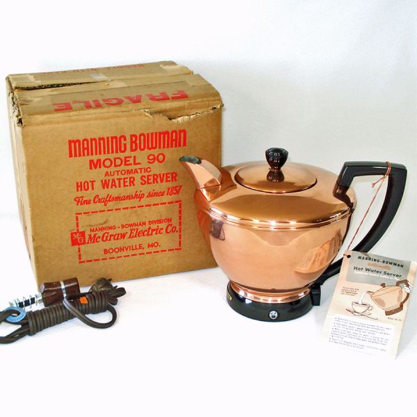 Manning Bowman Copper Electric Tea Kettle Mint in Box