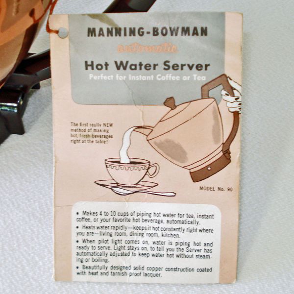 Manning Bowman Copper Electric Tea Kettle Mint in Box #5