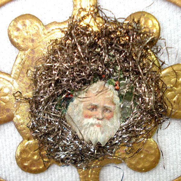 Victorian Gold Leaf Medallion Dresden Scrap Christmas Ornament #2