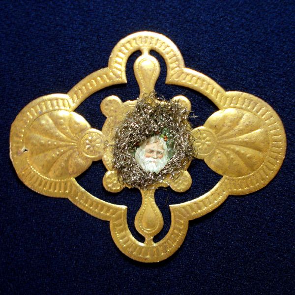 Victorian Gold Leaf Medallion Dresden Scrap Christmas Ornament #4