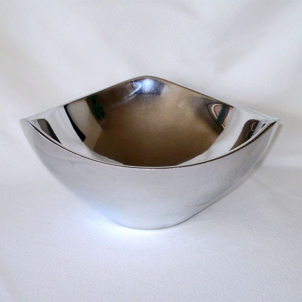 Nambe Pair Large Aluminum Tri Corner Bowls 1960s #2