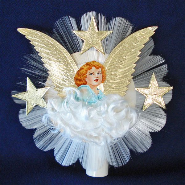 National Tinsel Spun Glass Halo Angel Christmas Tree Topper in Box #2