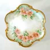 Hand Painted Porcelain Decorative Pink Flowers Plate