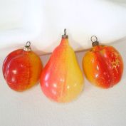 Unsilvered Peaches, Pear Antique Glass Christmas Ornaments