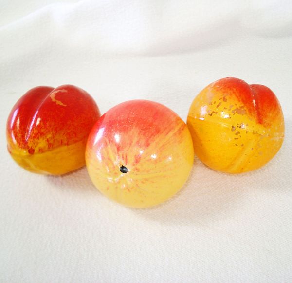 Unsilvered Peaches, Pear Antique Glass Christmas Ornaments #4