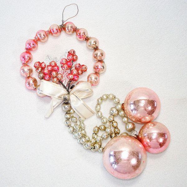 Pink Mercury Glass Beads Christmas Door Hanger Decoration #2