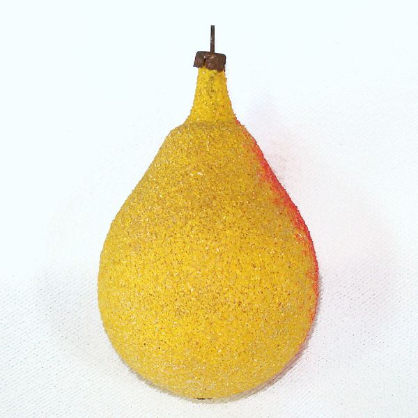 Antique Unsilvered Sugar Glitter Pear Glass Christmas Ornament #3