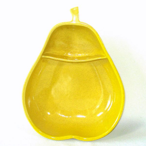 Pfaltzgraff 1940s Yellow Pear Divided Chip Dip Bowl #2