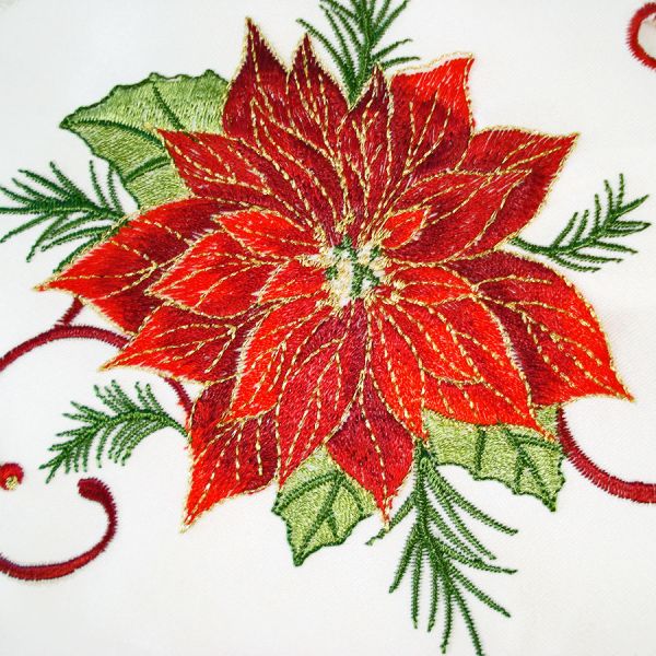 Embroidered Cutwork Christmas Poinsettia Doilies #2