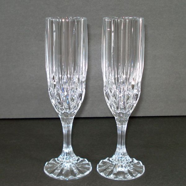 Bretagne 2 French Lead Crystal Pair Champagne Flutes #2