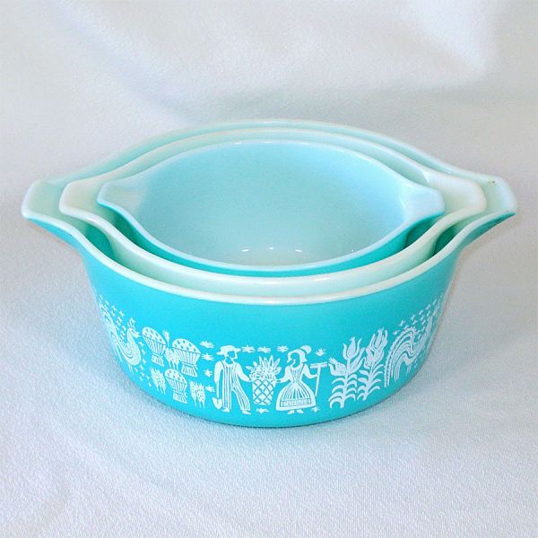 Pyrex Butterprint 3 Covered Casseroles Bake Serve Store Set #5