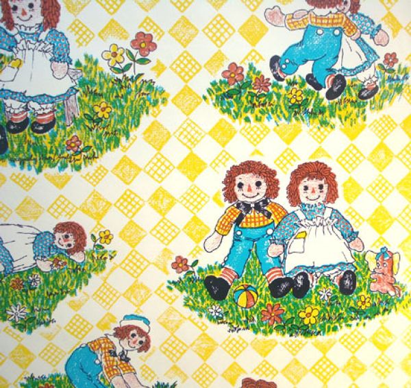 Raggedy Ann and Andy Vintage 9 Foot Roll Contact Paper Wallcovering #4