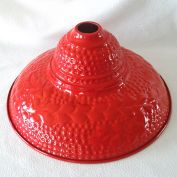 Embossed Red Enameled Metal Dome Pendant Light Shade