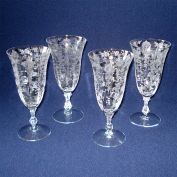 Cambridge Rose Point 4 Iced Tea Goblets 12 Ounce Pristine