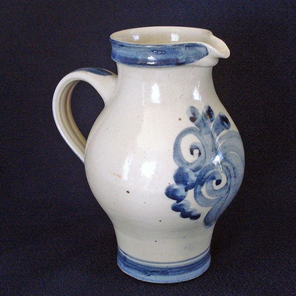 Cobalt Gray Salt Glazed Stoneware Pitcher West Germany