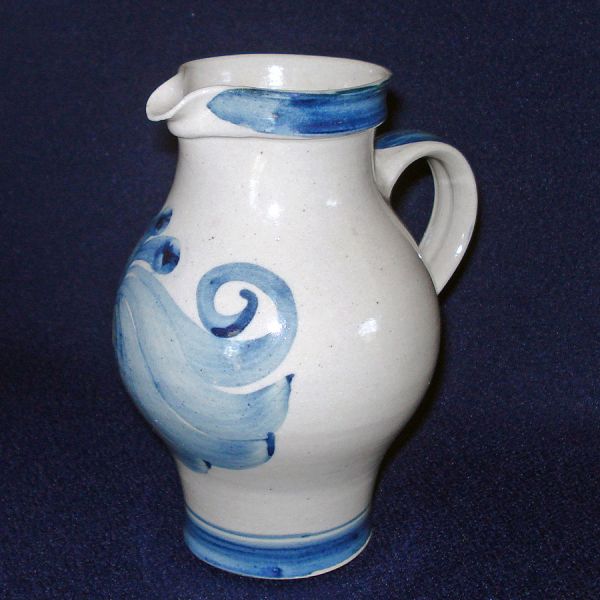 Cobalt Gray Salt Glazed Stoneware Pitcher West Germany #2