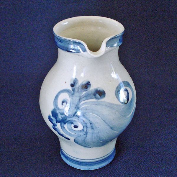 Cobalt Gray Salt Glazed Stoneware Pitcher West Germany #3