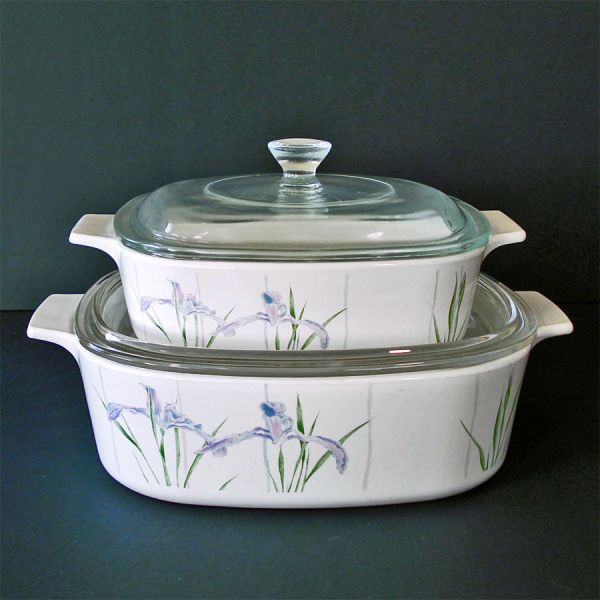 Corning Shadow Iris 2 and 1 Qt  Covered Casserole Bakers