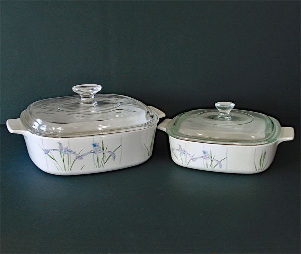 Corning Shadow Iris 2 and 1 Qt  Covered Casserole Bakers #5