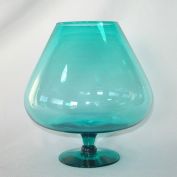 Aqua Mid Century Art Glass Snifter Vase