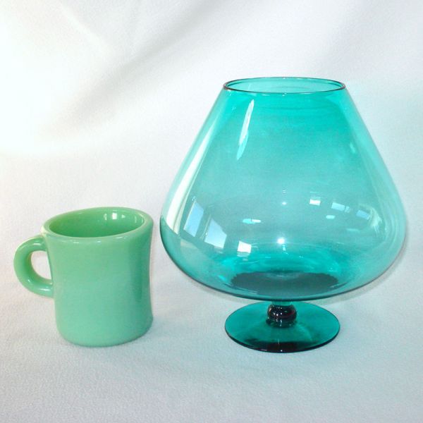 Aqua Mid Century Art Glass Snifter Vase #3