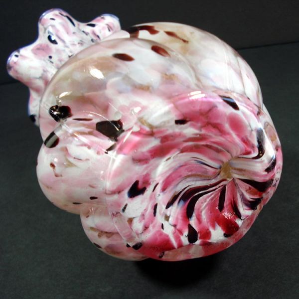 Pink White Black Czech Glass Spatter Vase #3