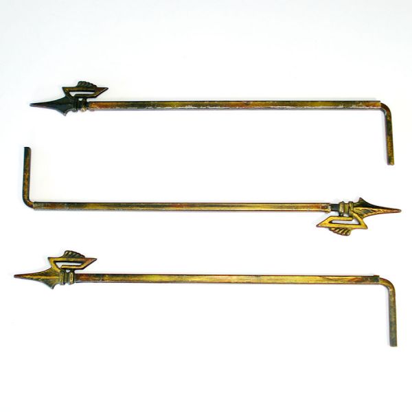 Art Deco 3 Cast Iron Winged Arrow Swing Arm Curtain Rods