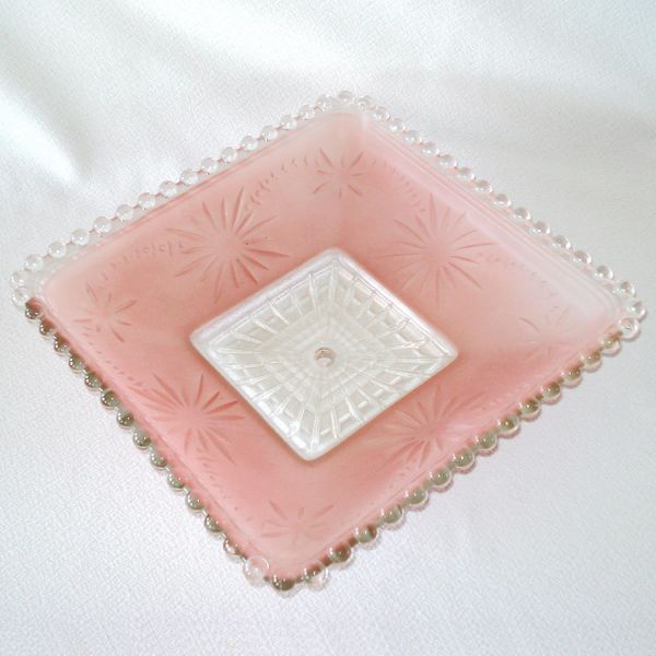 Embossed Pink Clear Square Glass Ceiling Light Shade #2