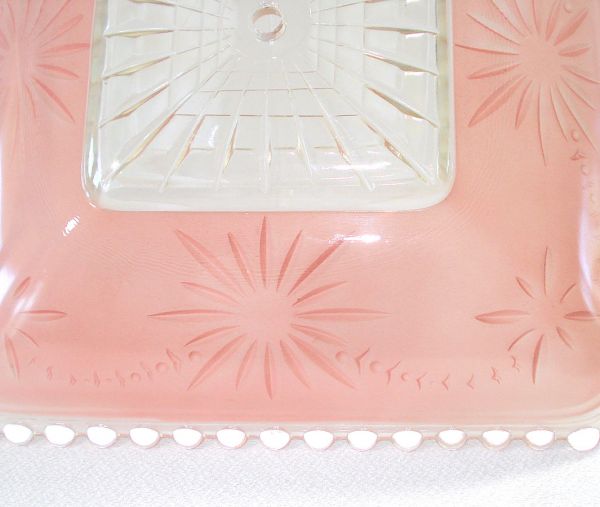 Embossed Pink Clear Square Glass Ceiling Light Shade #3