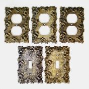 Cast Metal 1960s Floral Outlet, Switch Plate Covers Set of 5