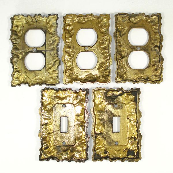 Cast Metal 1960s Floral Outlet, Switch Plate Covers Set of 5 #3