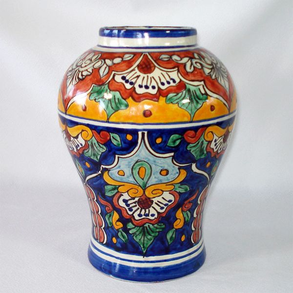 Mexican Talavera Style Pottery Vase 11 Inches #2