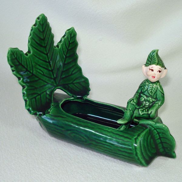 Treasure Craft Lucky Sprite Pixie Elf Log Boat Planter #1