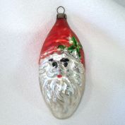 Oval Teardrop Santa Claus Face Glass Christmas Ornament