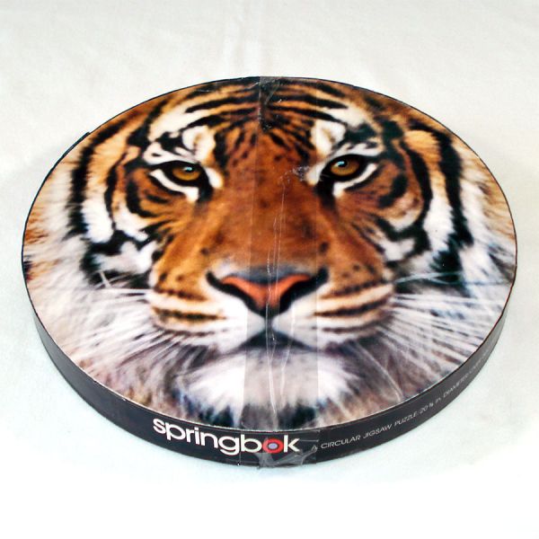 Grrr! Tiger Face Springbok Circular Jigsaw Puzzle Complete