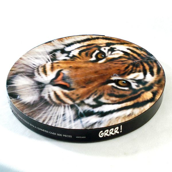 Grrr! Tiger Face Springbok Circular Jigsaw Puzzle Complete #2