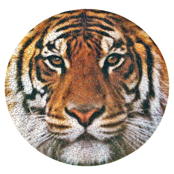 Grrr! Tiger Face Springbok Circular Jigsaw Puzzle Complete #3