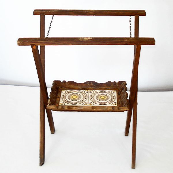 Mexican Tile Carved Wood Double Tray Table #2