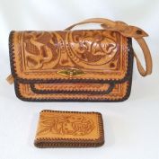 Tooled Leather Western Style Purse with Bonus Wallet