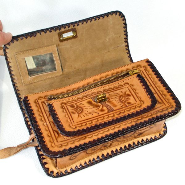 Tooled Leather Western Style Purse with Bonus Wallet #4