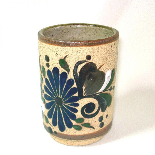 Mexican Tonala Pottery Enameled Stoneware Condiment Jar #3