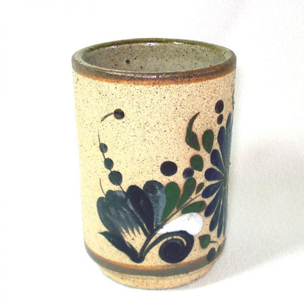 Mexican Tonala Pottery Enameled Stoneware Condiment Jar #4