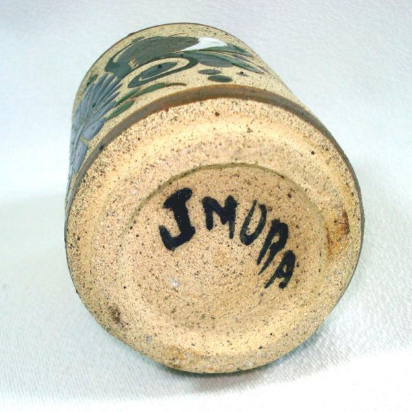Mexican Tonala Pottery Enameled Stoneware Condiment Jar #5